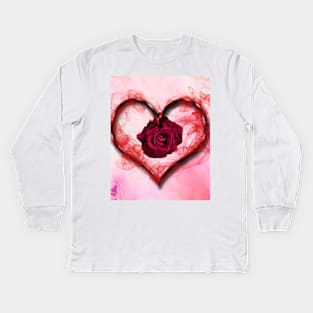 Rose Heart Kids Long Sleeve T-Shirt